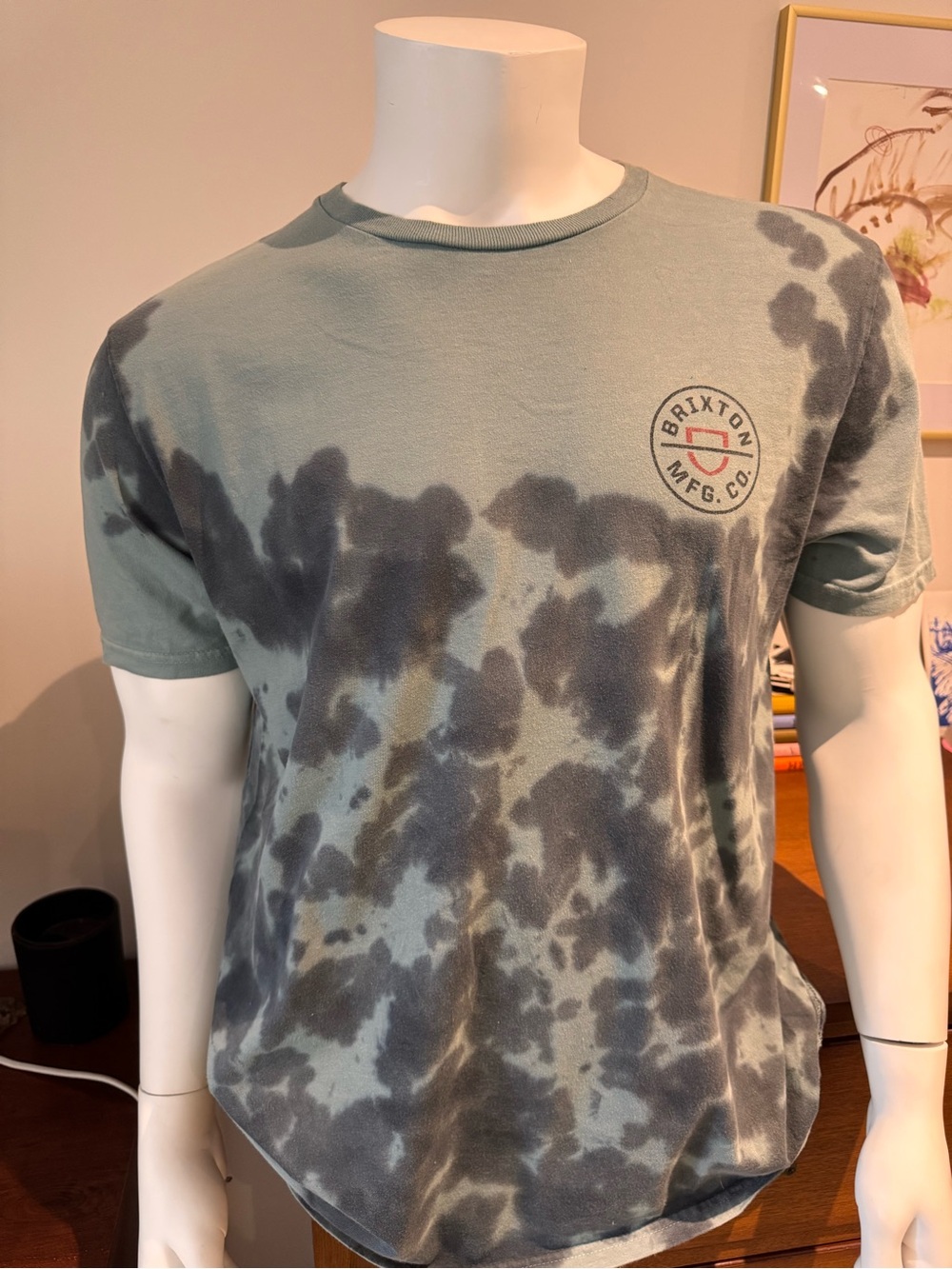 Brixton Short-Sleeve Green and Dark Gray Tie-Dye Logo Tee